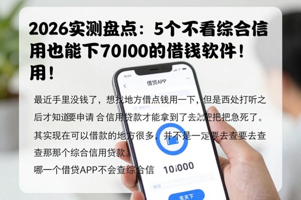 2026实测盘点：5个不看综合信用也能下7000的借钱软件，圈内都在用！