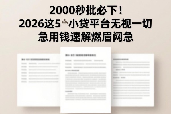 2000秒批必下!2026这5个小贷平台无视一切,急用钱速解燃眉之急