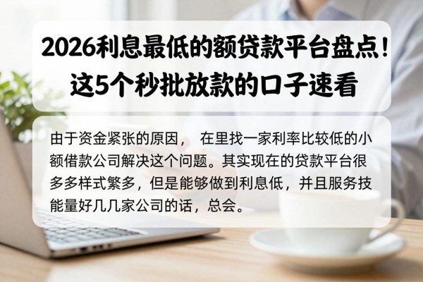 2026利息最低的小额贷款平台盘点！这5个秒批放款的口子速看