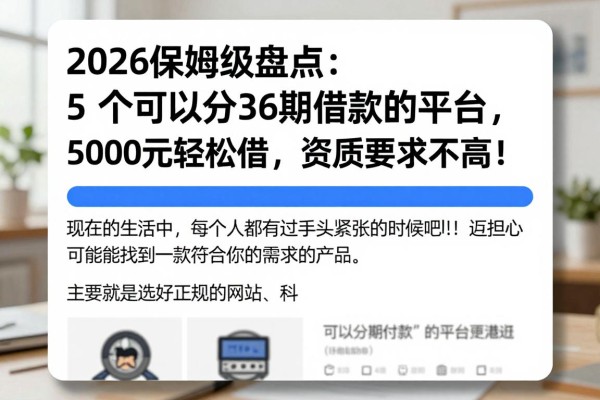 2026保姆级盘点:5个可以分36期借款的平台,5000元轻松借,资质要求不高!