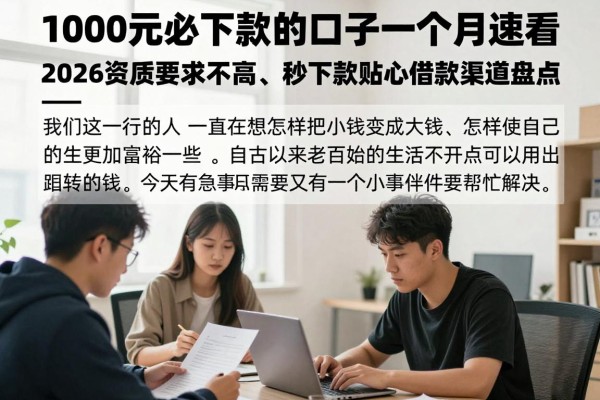 1000元必下款的口子一个月速看!2026资质要求不高、秒下款贴心借款渠道盘点