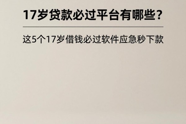 17岁贷款必过平台有哪些?这5个17岁借钱必过软件应急秒下款