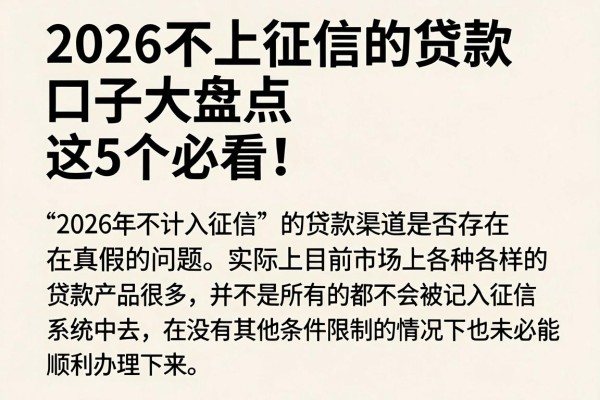 2026不上征信的贷款口子大盘点，这5个必看！