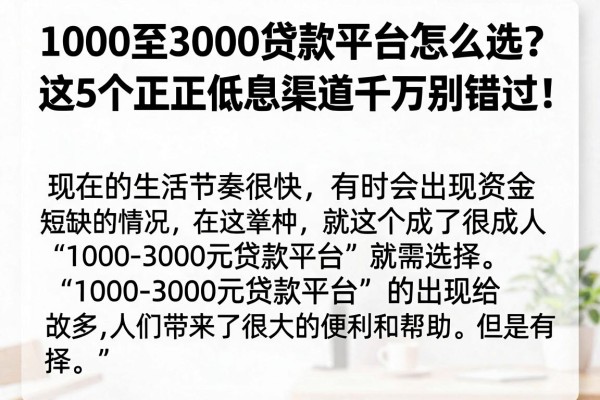 1000至3000贷款平台怎么选?这5个正规低息渠道千万别错过!
