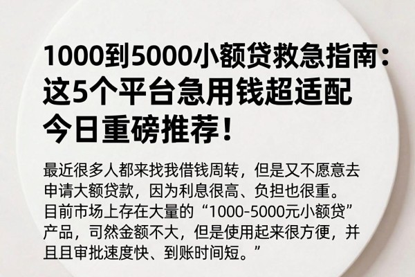 1000到5000小额贷救急指南:这5个平台急用钱超适配,今日重磅推荐!