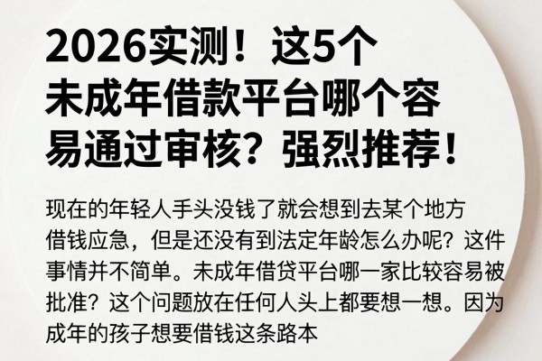 2026实测！这5个未成年借款平台哪个容易通过审核？强烈推荐！