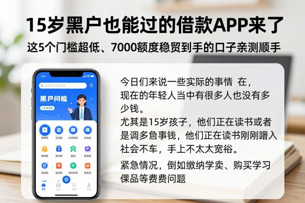 15岁黑户也能过的借款APP来了！这5个门槛超低、7000额度稳妥到手的口子亲测顺手