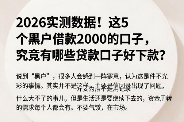 2026实测数据！这5个黑户借款2000的口子，究竟有哪些贷款口子好下款？