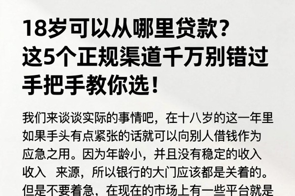 18岁可以从哪里贷款?这5个正规渠道千万别错过,手把手教你选!