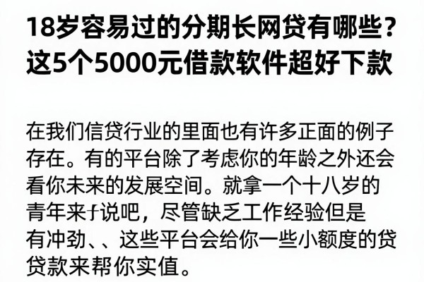 18岁容易过的分期长网贷有哪些?这5个5000元借款软件超好下款