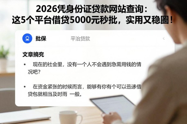 2026凭身份证贷款网站查询:这5个平台借款5000元秒批,实用又稳妥!