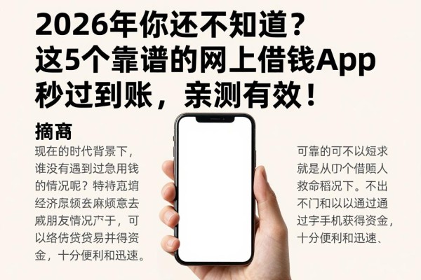 2026年你还不知道？这5个靠谱的网上借钱app秒过到账，亲测有效！