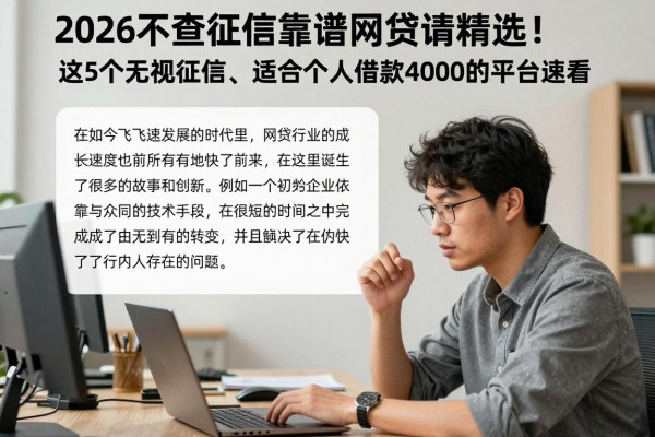 2026不查征信靠谱网贷精选！这5个无视征信、适合个人借款4000的平台速看