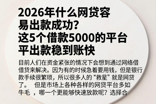 2026年什么网贷容易出款成功?这5个借款5000的平台出款稳到账快