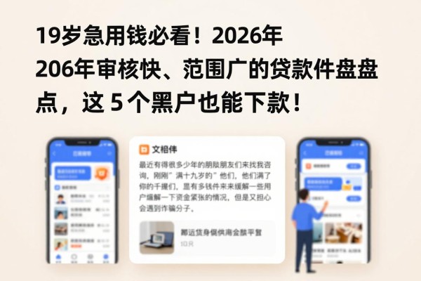 19岁急用钱必看！2026年审核快、范围广的贷款软件盘点，这5个黑户也能下款！