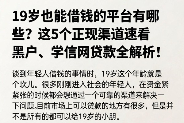 19岁也能借钱的平台有哪些？这5个正规渠道速看，黑户、学信网贷款全解析！