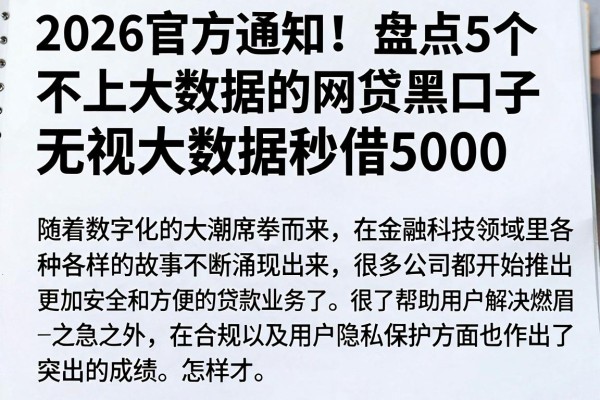 2026官方通知!盘点5个不上大数据的网贷黑口子,无视大数据秒借5000