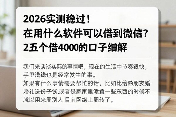 2026实测稳过!在用什么软件可以借款到微信?五个借4000的口子细解