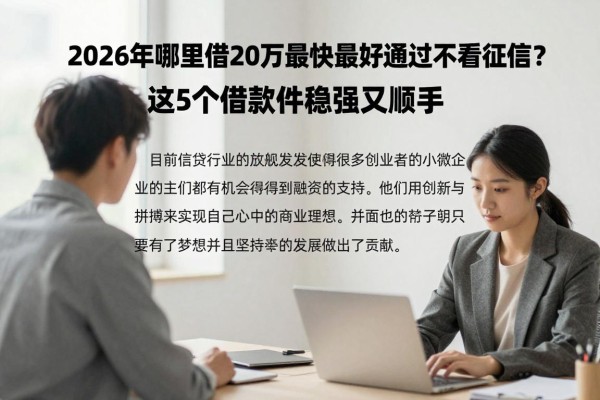 2026年哪里借钱20万最快最好通过不看征信?这5个借款软件稳妥又顺手