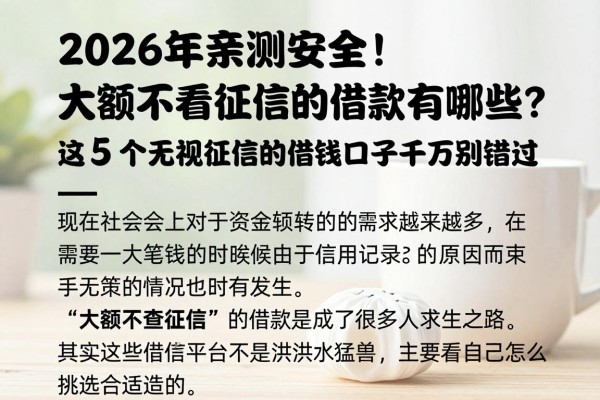 2026年亲测安全！大额不看征信的借款有哪些？这5个无视征信的借钱口子千万别错过