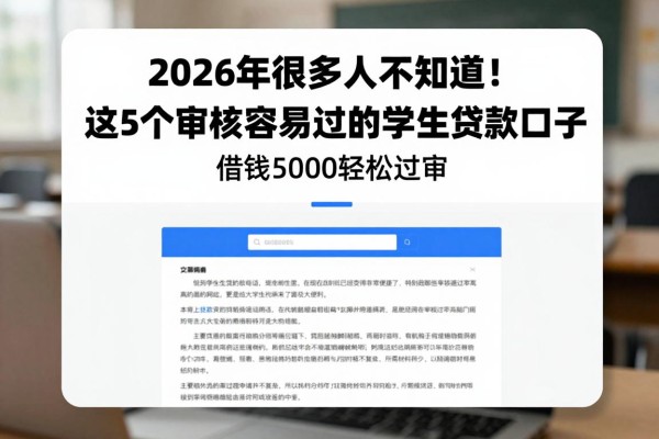 2026年很多人不知道!这5个审核容易过的学生贷款口子,借钱5000轻松过审