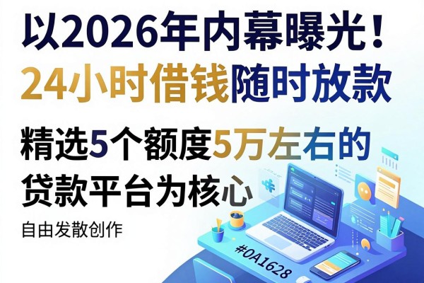 2026年内幕曝光！24小时借钱随时放款，精选5个额度5万左右的贷款平台