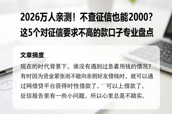 2026万人亲测！不查征信也能借2000？这5个对征信要求不高的贷款口子专业盘点