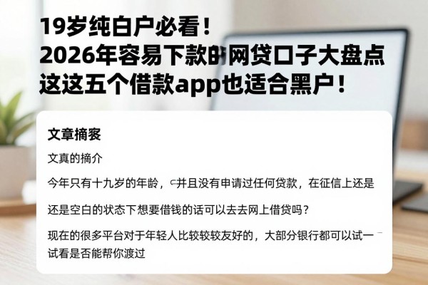 19岁纯白户必看！2026年容易下款的网贷口子大盘点，这五个借款app也适合黑户！