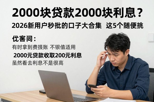 2000块贷款收200块利息?2026新用户秒批的口子大合集,这5个随便挑!