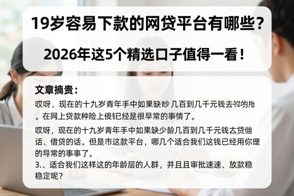 19岁容易下款的网贷平台有哪些?2026年这5个精选口子值得一看!