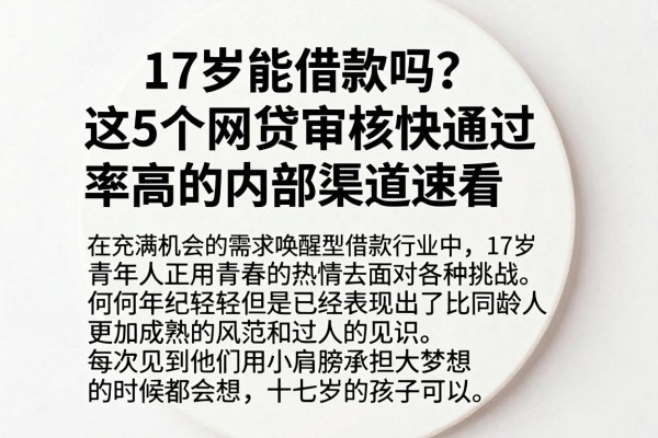 17岁能借款吗?这5个网贷审核快通过率高的内部渠道速看