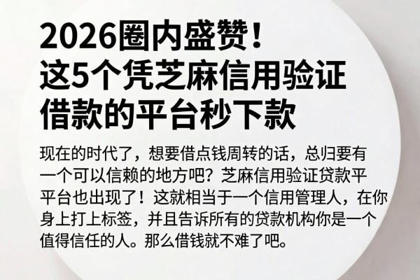 2026圈内盛赞！这5个凭芝麻信用验证借款的平台秒下款
