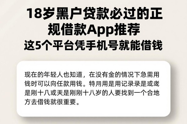 18岁黑户贷款必过的正规借款app推荐,这5个平台凭手机号就能借钱