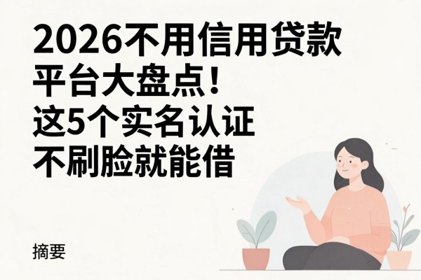 2026不用信用贷款平台大盘点！这5个实名认证不刷脸就能借