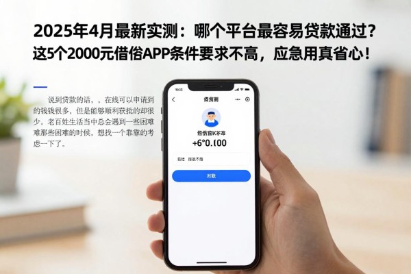 2025年4月最新实测：哪个平台最容易贷款通过？这5个2000元借款APP条件要求不高，应急用真省心！