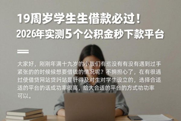 19周岁学生借款必过！2026年实测这5个凭公积金秒下款的平台