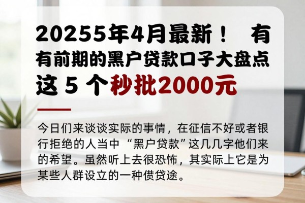 2025年4月最新!无视黑白、有前期的黑户贷款口子大盘点,这5个秒批2000元