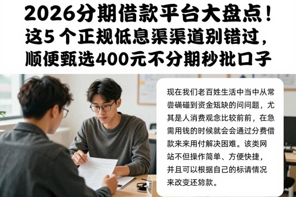 2026分期借款平台大盘点!这5个正规低息渠道别错过,顺便甄选4000元不分期秒批口子