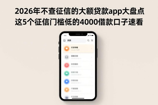2026年不查征信的大额贷款app大盘点，这5个征信门槛低的4000借款口子速看