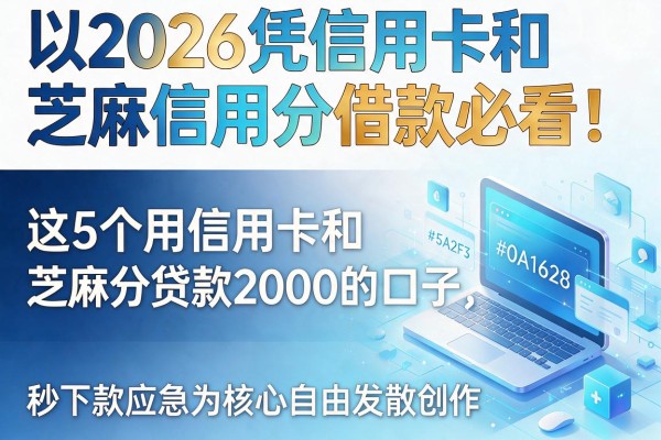 2026凭信用卡和芝麻信用分借款必看！这5个用信用卡和芝麻分贷款2000的口子，秒下款应急
