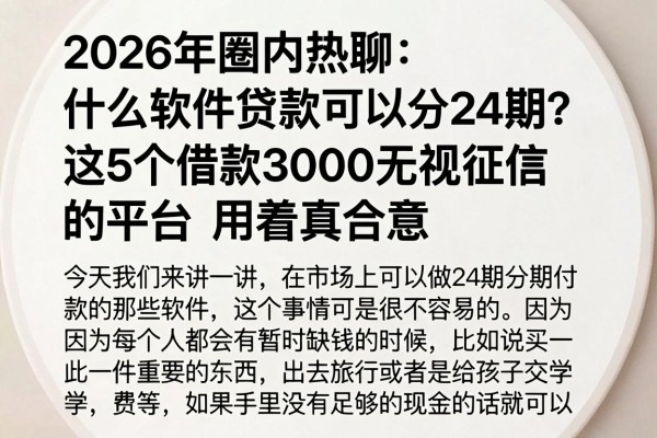 2026年圈内热聊:什么软件贷款可以分24期?这5个借款3000无视征信的平台用着真合意