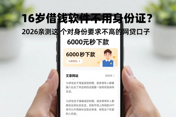 16岁借钱软件不用身份证？2026亲测这5个对身份要求不高的网贷口子，6000元秒下款
