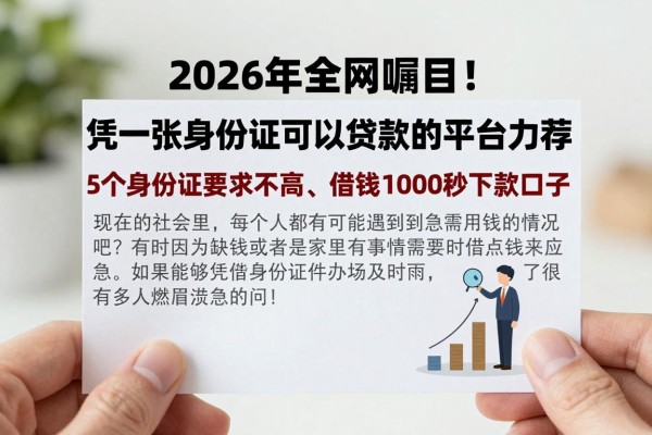 2026年全网瞩目!凭一张身份证可以贷款的平台力荐:5个身份证要求不高、借钱1000秒下款口子