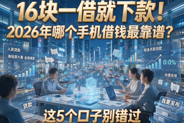 16块一借就下款！2026年哪个手机借钱最靠谱？这5个口子别错过