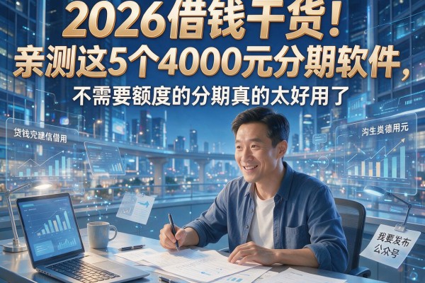 2026借钱干货！亲测这5个4000元分期软件，不需要额度的分期真的太好用了