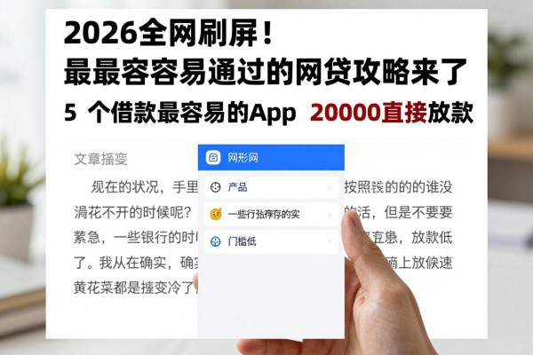 2026全网刷屏!最最最容易通过的网贷攻略来了:5个借款最容易的App,20000直接放款