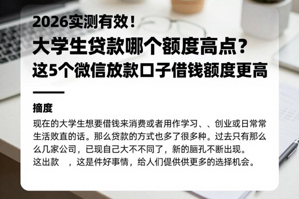 2026实测有效!大学生贷款哪个额度高点?这5个微信放款口子借钱额度更高