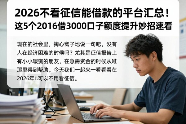 2026不看征信能借款的平台汇总！这5个2026借3000口子额度提升妙招速看