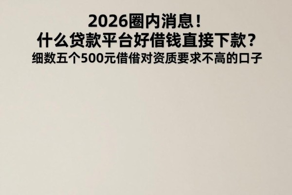 2026圈内消息！什么贷款平台好借钱直接下款？细数五个500元借款对资质要求不高的口子