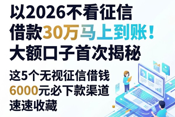 2026不看征信借款30万马上到账!大额口子首次揭秘,这5个无视征信借钱6000元必下款渠道速速收藏